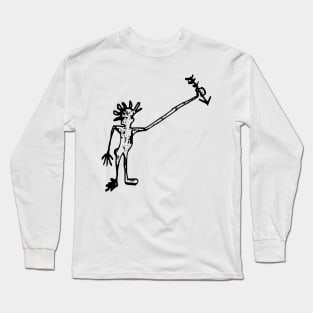 Man with Arrow Doodle Black Long Sleeve T-Shirt